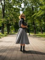 Elastic Waist Skirt with Asymmetrical Pockets